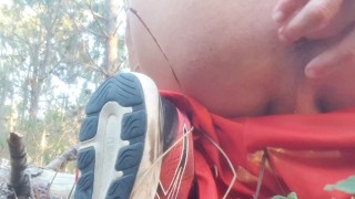 Hot Guy Naked in the woods finger his tight ass and jerked off