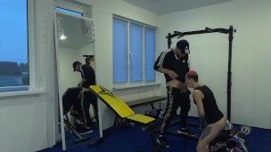 The coach got excited about the student and fucked him in the gym on the simulator