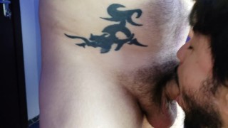 SUCKING THE HAIRY AND MILK-FULL STEPFATHER'S COCK