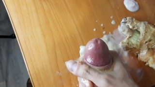 Russian teen with big dick fucks croissant