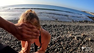 I fuck a slutty fitness instructor at the beach and cover her big ass in cum - Honey Tequila