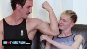 Brother Crush - Horny Muscular Studs Bang Their Naughty Twink Stepbro After Sweaty Gym Workout