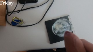 She drinks 11 loads of collected cum from a glass