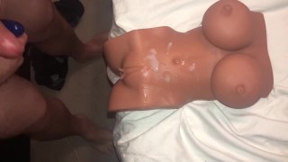 Sex Doll Double Penetration While Using My Wife’s Strapless Strapon Dildo 
