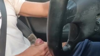 Jerking off while driving moaning loud