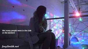 Jeny Smith teasing a stranger. Then he strokes her in a Night Club