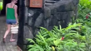 Blowjob and Cumshot at shower Tahiti hotel 