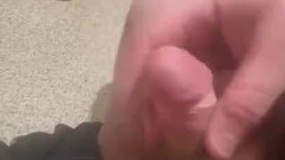 Masterbating inside a grocery store ending in big cumshot on the floor