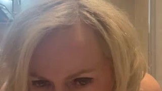 Red lipstick dildo blowjob