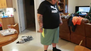 Fat Boy 🐆 Man Puma Shorts and T-Shirt Try-On Clothing Haul up next Wrangler Stone Wash Jeans Pants