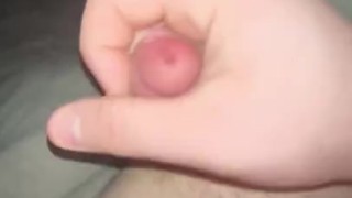 Chubby man rubs off his morning wood