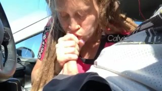 Road head from beautiful blonde Mandy Cumming