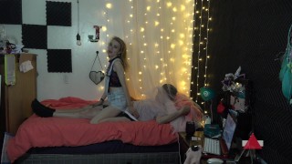 Ride Him and Begs for Cum on her Skinny ASS!