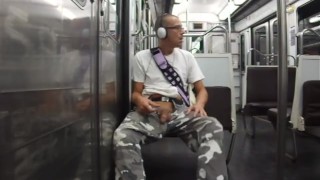 risky public jerking in subway