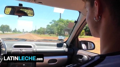 Latin Leche - Cute Latino Twink Boy Wraps His Lips Around Hot Stranger's Cock In His Car - Part 1
