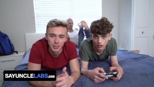SayUncle - Horny Stud Surprises Two Twinks And Sticks His Cock In All Their Holes While They Play
