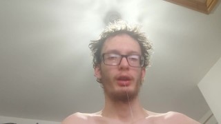 Skinny guy loves to spit and vape circles