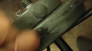 I cum all over my gym weights