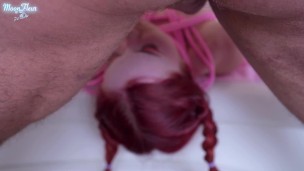 Rough Facefuck, Hard Sex and Facial with Submissive Redhead Beauty - Bondage Fetish
