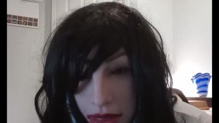 Betty & Miki Pt1! Meet your real rubber girlfriend, female masked Betty in her white dress!