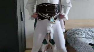 Genshin cosplay温迪自慰行為と射精