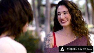 MODERN-DAY SINS - Casey Calvert & Arabelle Raphael Ask Casey's Ex-Boyfriend For A THREESOME!