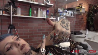 River Dawn Ink gets tattooed then fucked in the shop