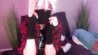 Blåhaj Watching Cute Femboy Play With His Dick