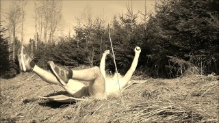 Gymnastic Muscle Legs with nude Crotch