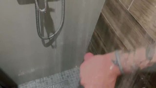 Pulsing DICK under the shower spray💦💦