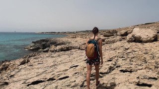 Oral sex of a lustful couple on a public beach have been seen by a quadcopter, a boat and tourists