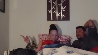 White milf smoking while watching videos on her phone