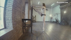 Artistic gymnastics completely naked in the studio by Rita
