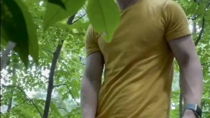 Naked Hike Through the Woods with a Big 8" Dick and Smooth Body
