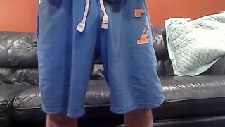 Bear jerks off in Blue Shorts