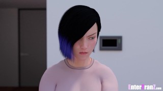 Barely legal trans teen jerks her cock in front of black stepdad