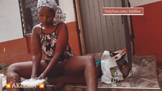 The weight of the water: Ebony village girl washing