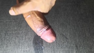 Thin-bodied teenager shows a huge cock