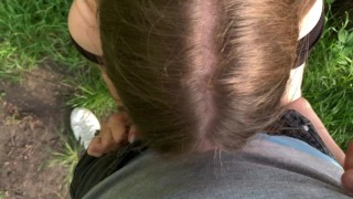 First date with 18 year old cutie on the river bank ended with blowjob and cum in mouth