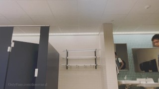 Donovan Jerking off in College Bath. CUMSHOT