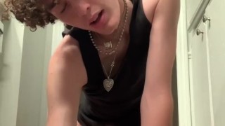 Hung twink fucks toy with cumshot 
