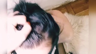 Nasty Brunette Sucks Sloppy & Drowns / Lesbian Strapon / Hardcore Deepthroat With JulyLuane