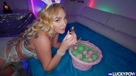 Busty Blonde Easter Bunny With anal Dildo
