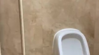 Czech twink trying to get caught jerking off in public toilet 