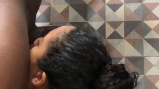 CUM! cute brunette with big tits sucks my big cock until I cum -amateur couple- Nysdel