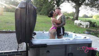 passionate outdoor sex in hot tub on naughty weekend away