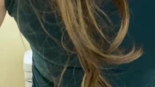 Tiny caged sissy sits on huge dildo while hammering balls 