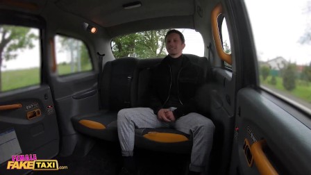 Female Fake Taxi Busty Brunette fucking a big cock on the back seat of a taxi