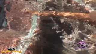 Sexy Shemale Skinny Dipping in the Pool with Her Cock Out