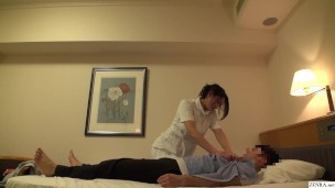 Japanese Hotel Massage Leads to Full Service Featuring a Hairy MILF Masseuse Naked for Her Client